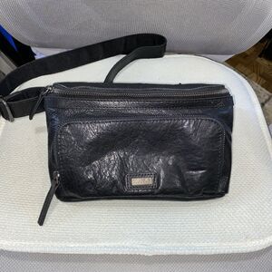 Men’s Spikes & Sparrow Black Leather Waist/Fanny Pack Travel Stadium Event